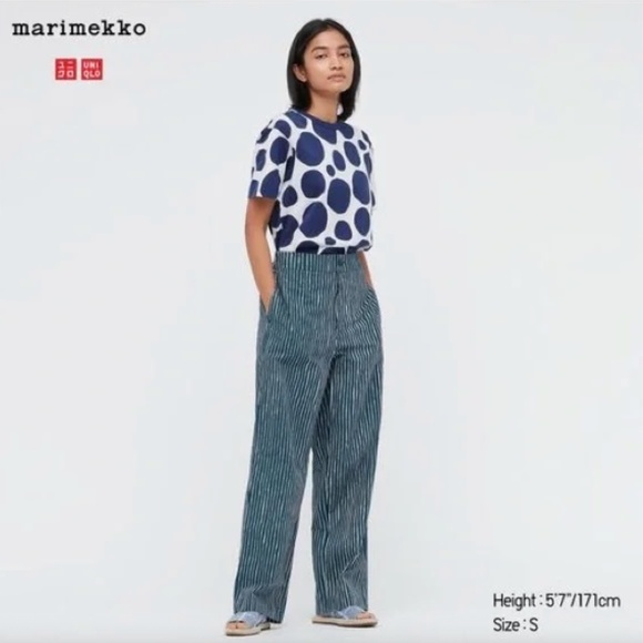 Marimekko x Uniqlo Green Striped Trouser Pants - Picture 1 of 6